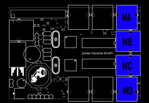 Motor ports are highlighted in blue.